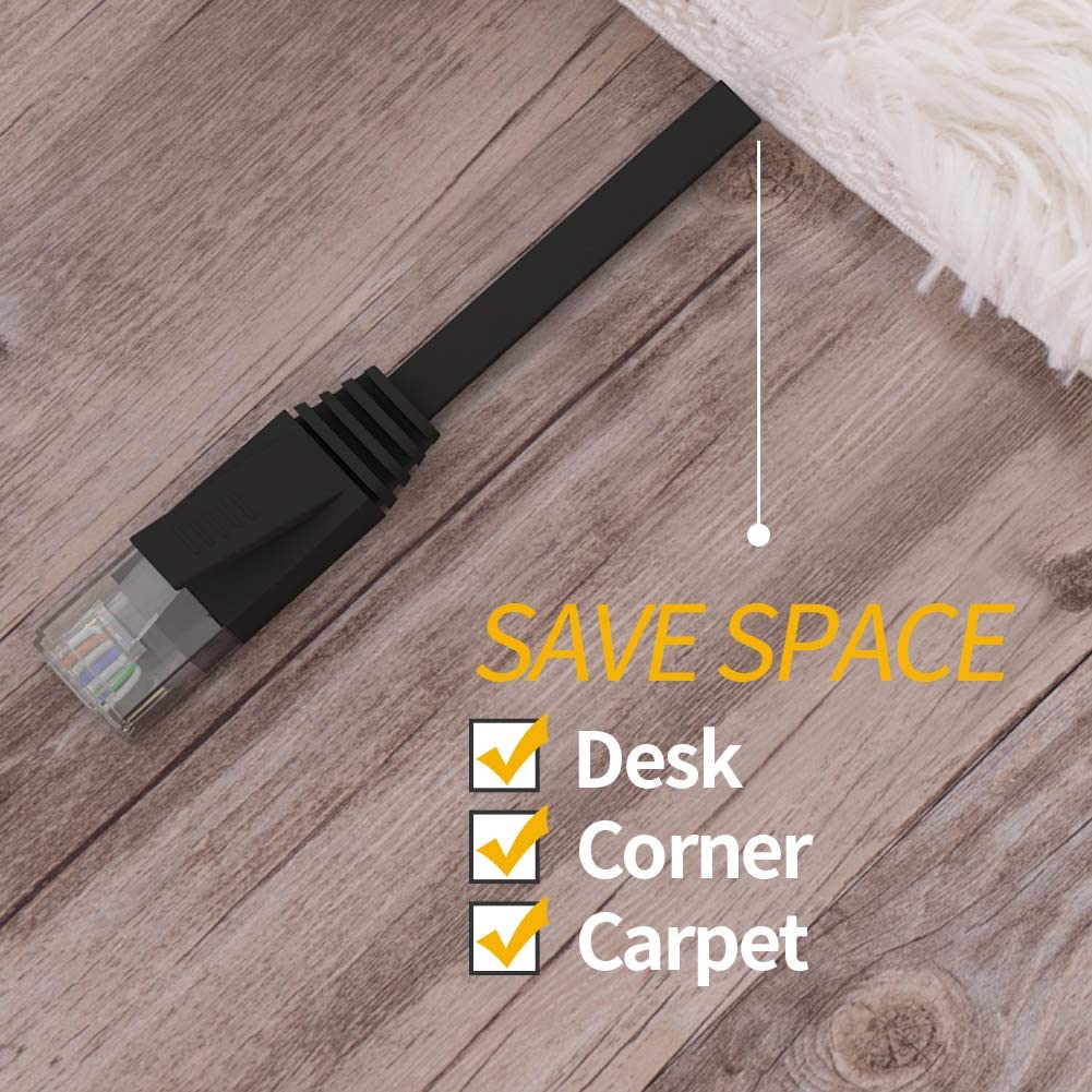 Cat6 Ethernet Cable, Vandesail Network Internet LAN Cable for Modem, Router, PS4, Xbox (1/3/5/10/15/50 ft, Black) - vandesail