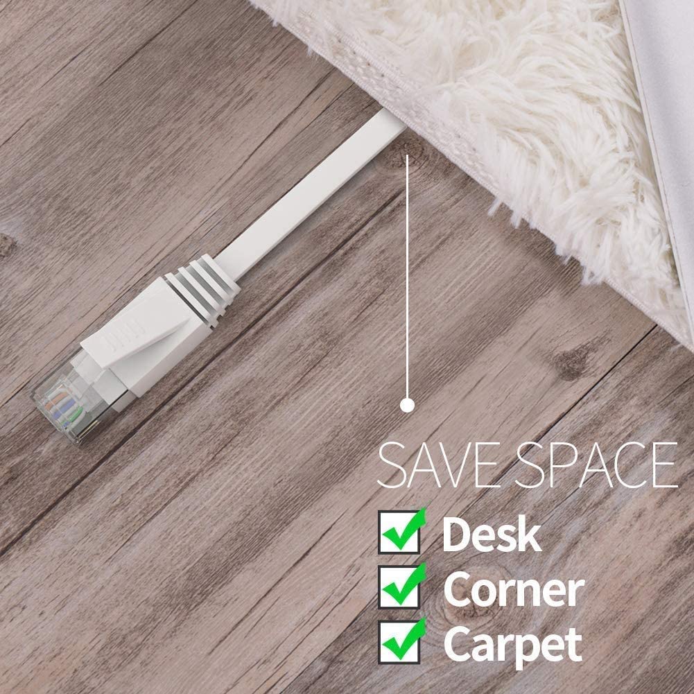 Cat6 Ethernet Cable Vandesail Network Internet LAN Cable for Modem, Router, PS4, Xbox (Flat,White) - vandesail