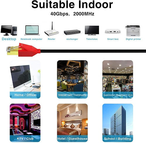 CAT 8 Ethernet Cable, Vandesail High Speed Network LAN Patch Cord with Gold Plated RJ45 Connector for PS4, Modem, Router, Gaming, Xbox, IP Cam, Switch (Flat, 25/50ft) - vandesail