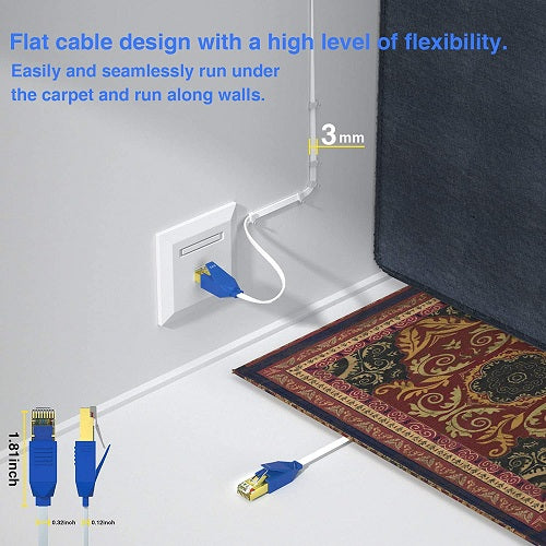 Vandesail CAT 8 Ethernet Cable, Network LAN High Speed Heavy Duty Patch Cord with Gold Plated RJ45 Connector, UV Resistant, for Switch, Router, Modem, Gaming, Xbox (Flat, 25/50/75ft) - vandesail