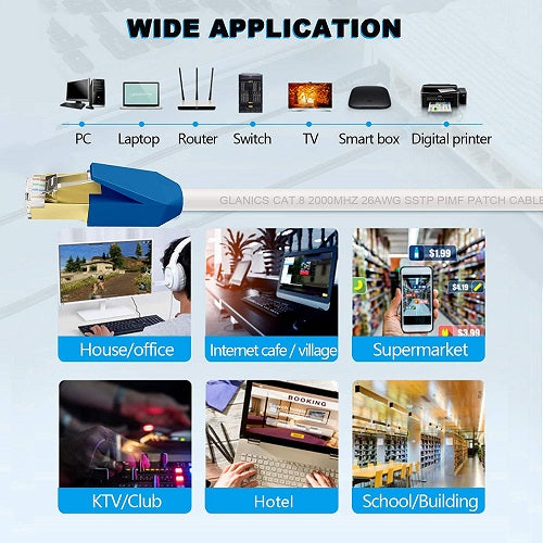 Cat 8 Ethernet Cable, Vandesail Network Internet Cable Patch RJ45 High Speed Gold Plated Plug SSTP LAN Wire for Router, Modem, Gaming, Xbox, PS4, Switch (Round, 6/10/50ft) - vandesail