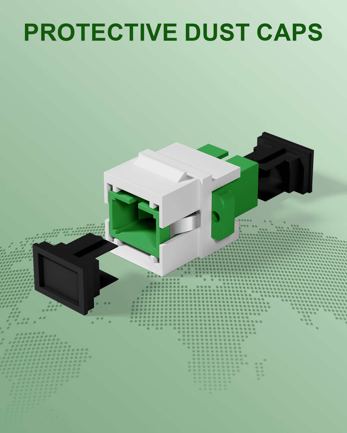 SC Fiber Optic Coupler Keystone Jack, Singlemode for Patch Panels and Wall Plates Fiber Optic Cable Adapter (Grass Green，Angled Physical Contact)