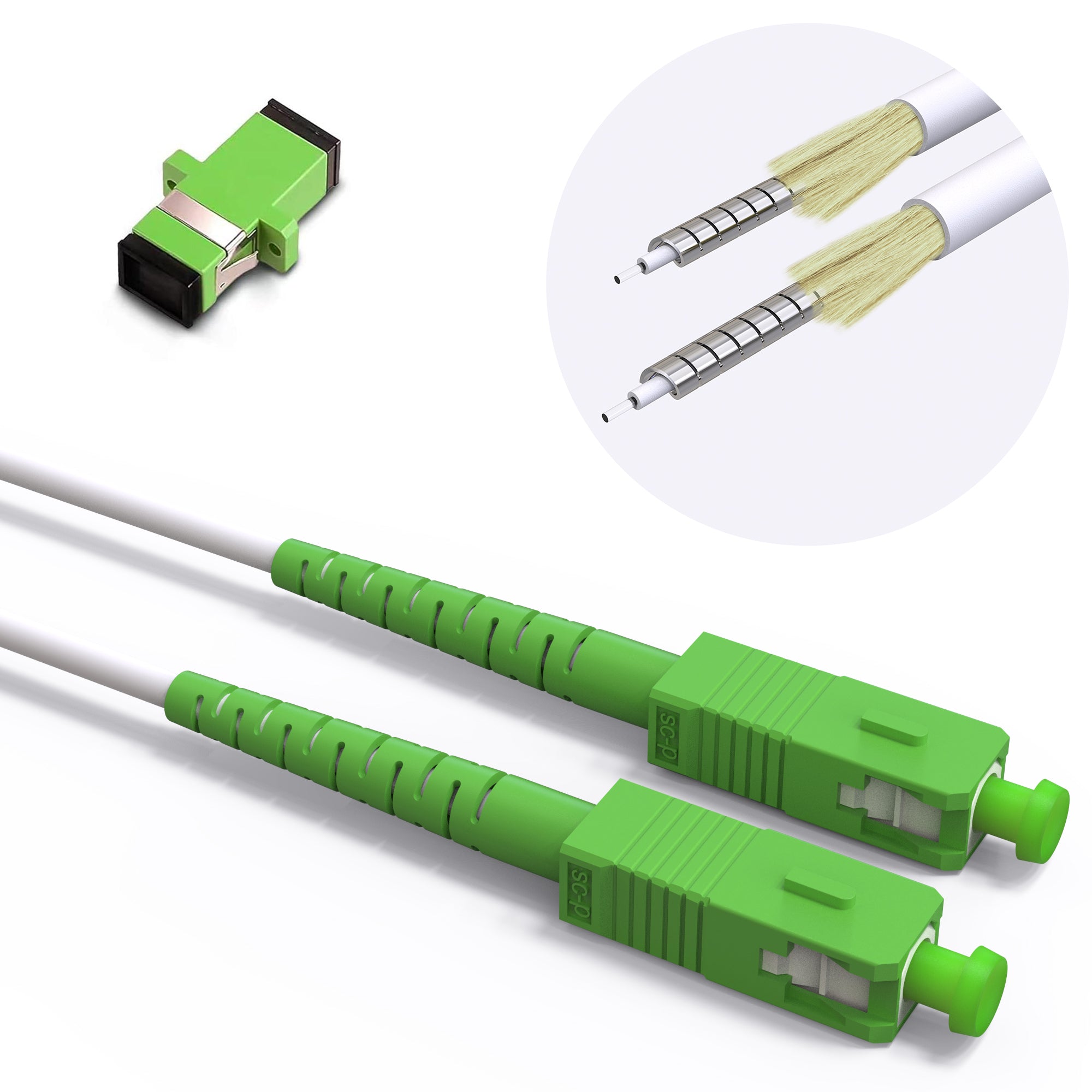 25 Meter Yellow LSZH Cable 25M SC/APC To SC/APC Fiber Optic Cable - OS2 Single Mode Armored Internet Cable For AT&T & Verizon SC APC Fiber Cable