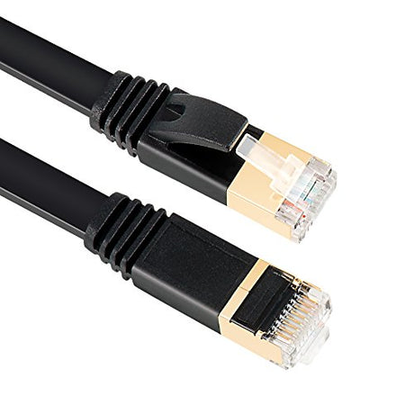 Vandesail CAT7 LAN Network Cable (2m/6.5ft, Black, Half Gold Plug-1pack)