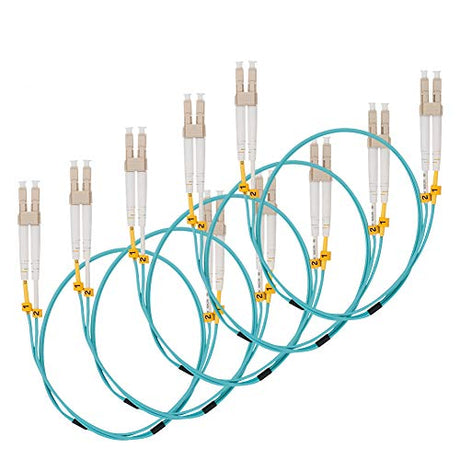 Fiber Patch Cable, VANDESAIL 10G Gigabit Fiber Optic Cables with LC to LC Multimode OM3 Duplex 50/125 OFNP (0.5M, OM4 LC/LC Multimode, 5 Pack) - vandesail