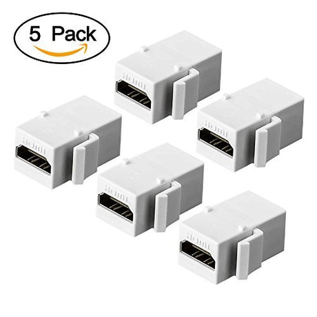 HDMI Keystone Jack, MOERISICAL 5 Pack HDMI Keystone Insert Female to Female Coupler Adapter (White) - vandesail